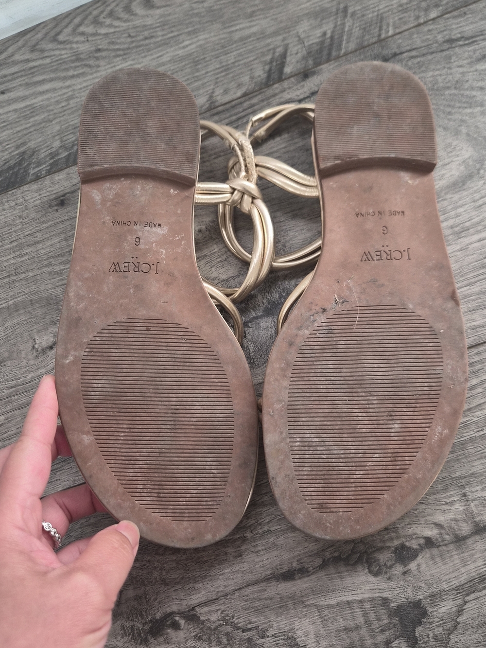 J. Crew Metallic Rose Gold Knotted Strappy Sandals - Picture 7 of 7